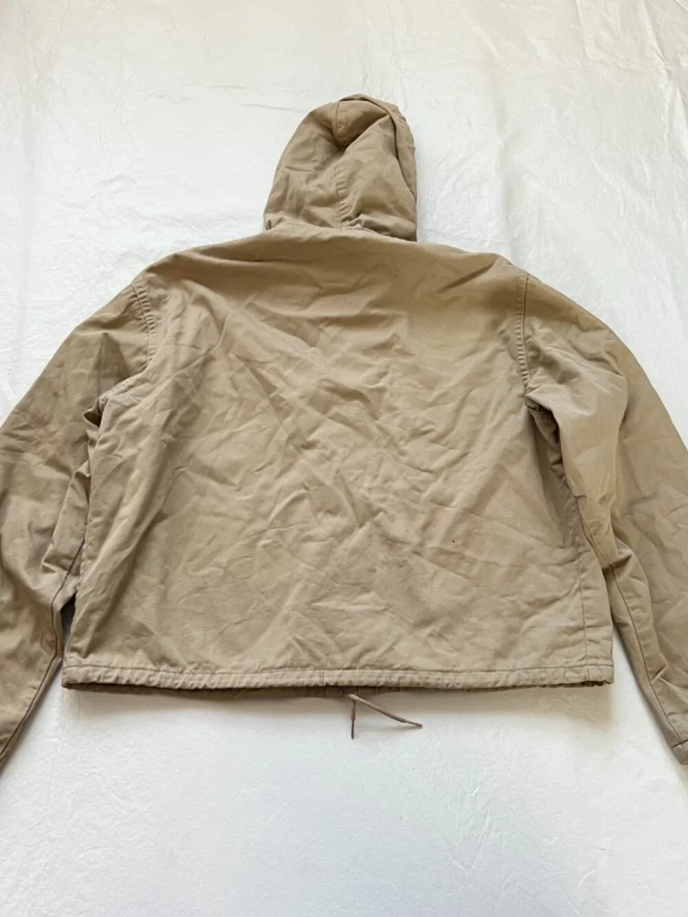 Vintage Oshkosh Bgosh canvas jacket boys large light tan brown hooded work